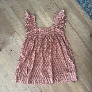 Vintage Indian Block Print Babydoll Mini Dress / Tunic